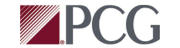 PCG logo with gray letters and a maroon square featuring diagonal stripes