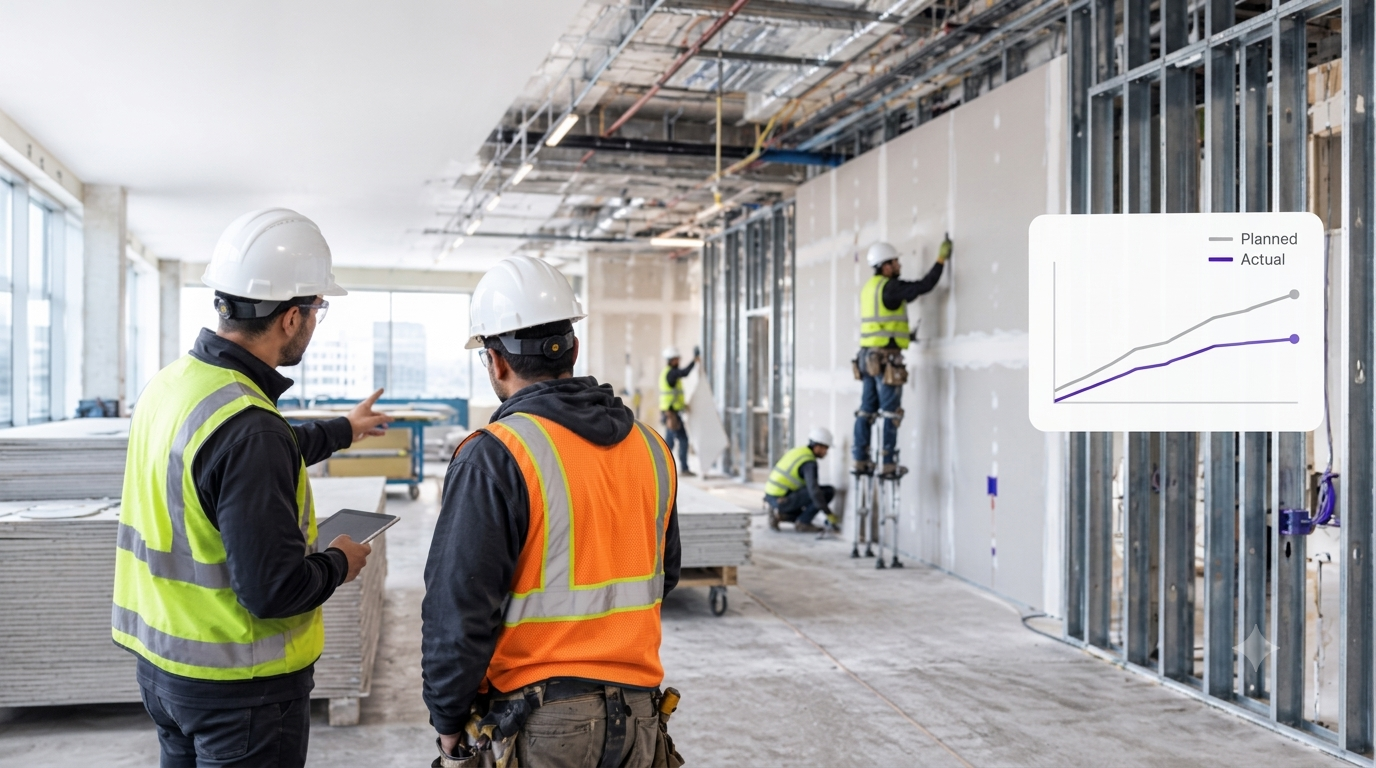 A superintendent and trade foreman discuss