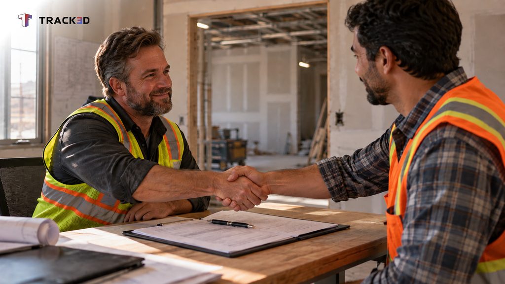 Subcontractor and general contractor signing a construction lien waiver after a progress payment is received